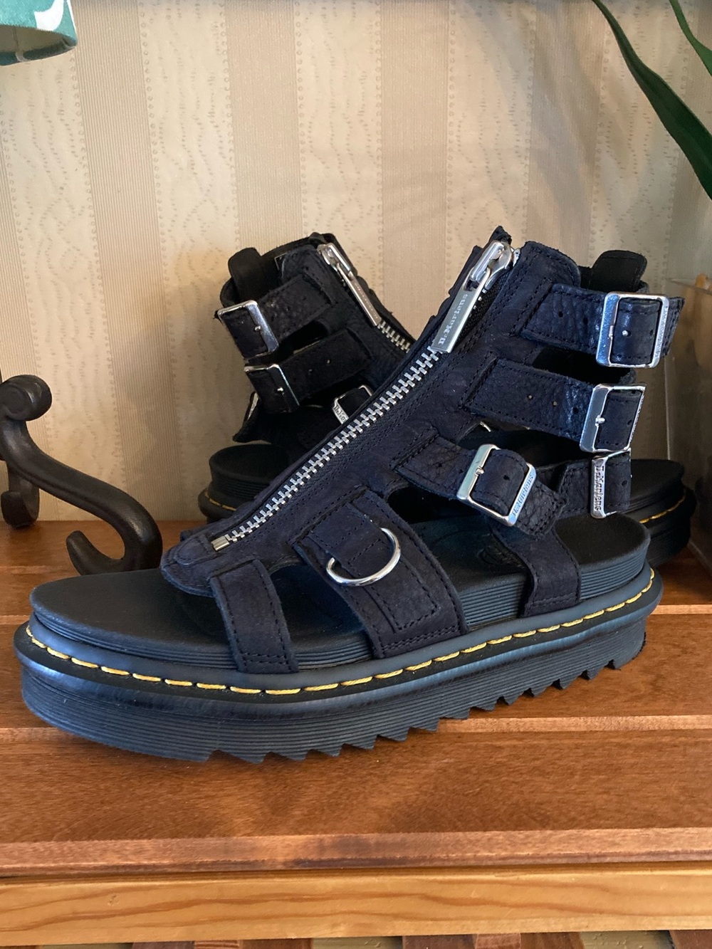Dr. Martens Olson Charcoal Tumbled Nubuck Gladiator Sandal